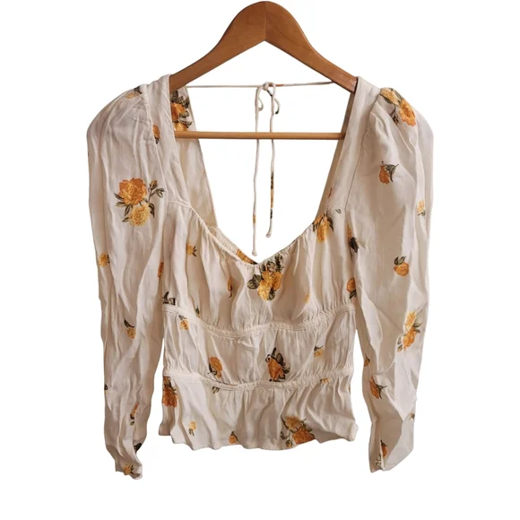 EUC REFORMATION Plath Yellow & Ivory Floral Top - Constance - Picture 4 of 7